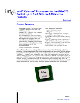 Intel Celeron Processor for the PGA370 Socket up to 1.40 Ghz On
