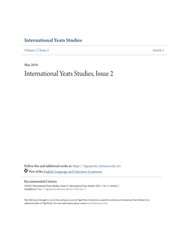 International Yeats Studies, Issue 2