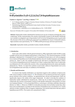 8-(Pyrimidin-2-Yl)-1, 2, 3, 4, 5, 6, 7, 8-Heptathiazocane