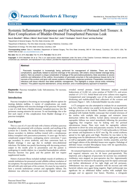 Systemic Inflammatory Response and Fat Necrosis of Perineal Soft Tissues: a Rare Complication of Bladder-Drained Transplanted Pancreas Leak Sara A