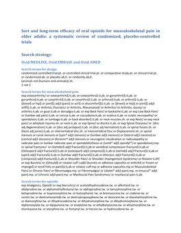 Sort and Long-Term Efficacy of Oral Opioids for Musculoskeletal Pain in Older Adults: a Systematic Review of Randomized, Placebo-Controlled Trials