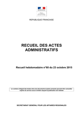 Recueil Des Actes Administratifs