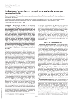 Activation of Ventrolateral Preoptic Neurons by the Somnogen Prostaglandin D2