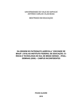 Da Origem Do Patronato Agrícola \