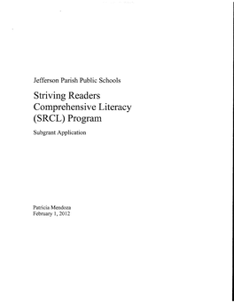 Jefferson Parish Public Schools Striving Readers Comprehensive Literacy (SRCL) Program