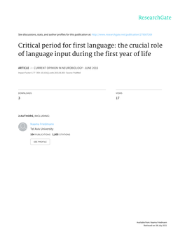 The Crucial Role of Language Input During the First Year of Life