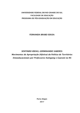 Movimentos De Apropriação (Afetiva) Da Política De Territórios Etnoeducacionais Por Professores Kaingang E Guarani No RS