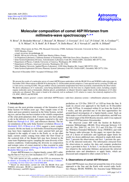 Molecular Composition of Comet 46P/Wirtanen from Millimetre-Wave Spectroscopy?,?? N