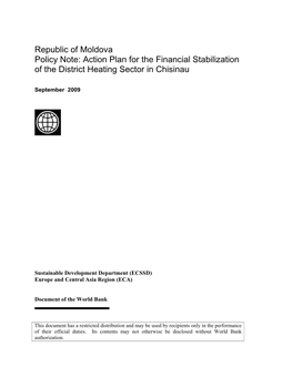 Republic of Moldova Policy Note: Action Plan for the Financial Stabilization of the District Heating Sector in Chisinau