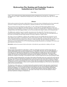 Hydrocarbon Play Ranking and Production Trends in Saskatchewan to Year End 2011