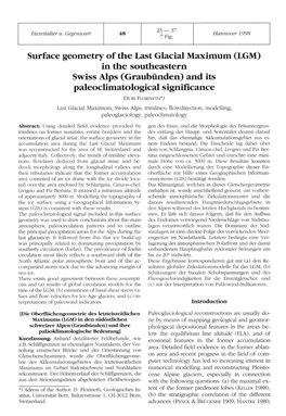 LGM) in the Southeastern Swiss Alps (Graubünden) and Its Paleoclimatological Significance