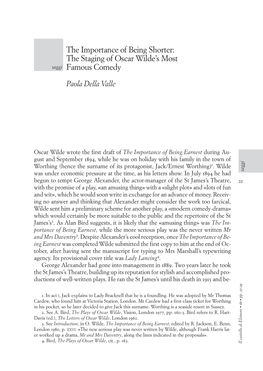 The Importance of Being Shorter: the Staging of Oscar Wilde's Most