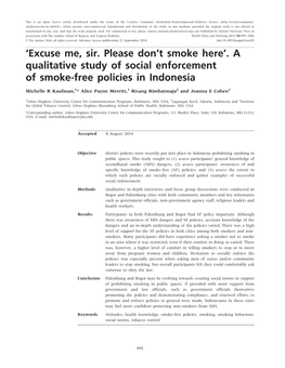 T Smoke Here'. a Qualitative Study of Social Enforcement of Smoke-Free