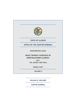 Mass Transit Agencies of Northeastern Illinois: Rta, Cta, Metra, and Pace
