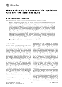 Genetic Diversity in Leavenworthia Populations with Different Inbreeding Levels