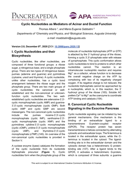 Cyclic Nucleotides As Mediators of Acinar and Ductal Function