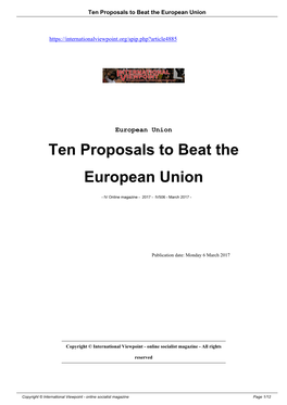 Ten Proposals to Beat the European Union