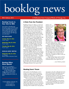 A Publication from Computerworks of Chicago, Inc. BEA Edition 2011 Booklog Travels to New York for BEA Booklog Offers Show Speci