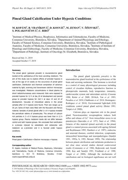 Pineal Gland Calcification Under Hypoxic Conditions