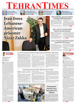 Iran Frees Lebanese- American Prisoner Nizar Zakka