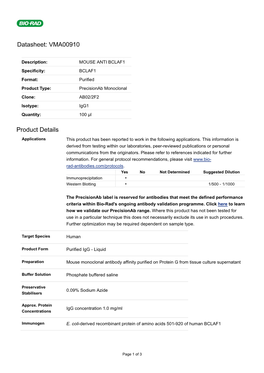 Datasheet: VMA00910 Product Details