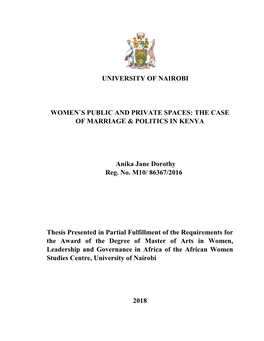 Women`S Public and Private Spaces: the Case of Marriage & Politics In