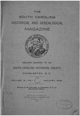 The South Carolina Historical and Genealogical Magazine