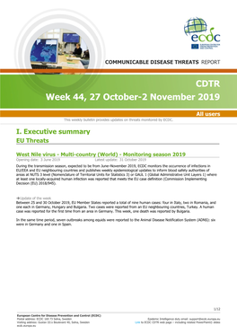 Week 44, 27 October-2 November 2019 CDTR