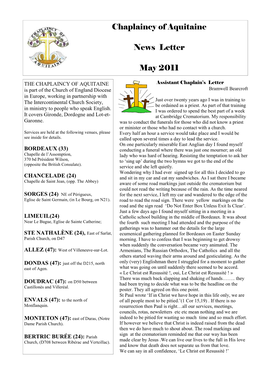 Chaplaincy of Aquitaine News Letter May 2011