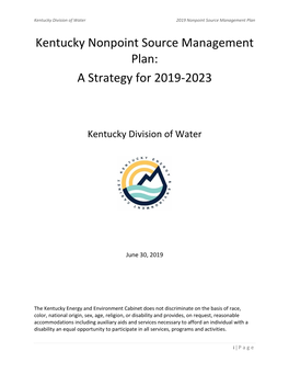 Kentucky Nonpoint Source Management Plan: a Strategy for 2019-2023