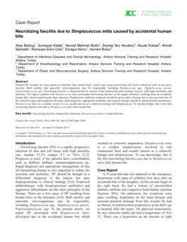 Case Report Necrotizing Fasciitis Due to Streptococcus Mitis Caused By