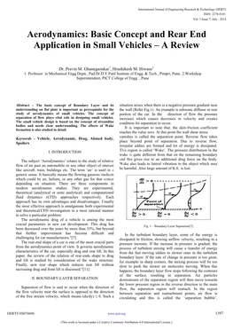 Aerodynamics: Basic Concept and Rear End Application in Small Vehicles – a Review