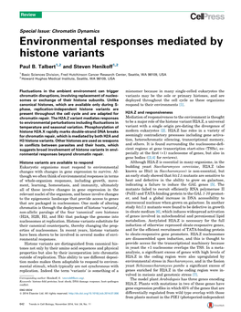 Environmental Responses Mediated by Histone Variants