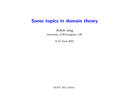 Some Topics in Domain Theory