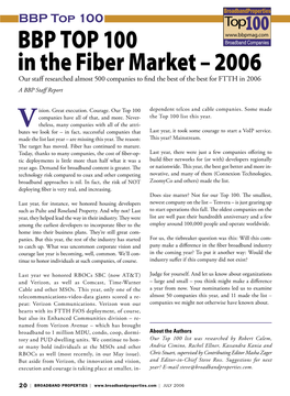 BBP Top 100 in the Fiber Market