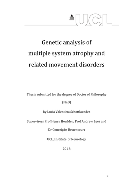Genetic Analysis of Multiple System Atrophy and Related Movement Disorders