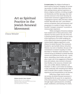 Art As Spiritual Practice in the Jewish Renewal Movement