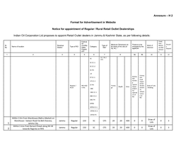 Annexure – H 2 Format for Advertisement in Website Notice For