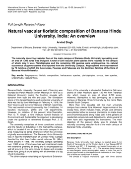 Natural Vascular Floristic Composition of Banaras Hindu University, India: an Overview
