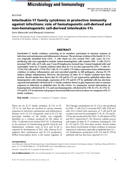 Interleukin‐17 Family Cytokines in Protective Immunity Against Infections