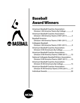 NCAA Baseball Award Winners