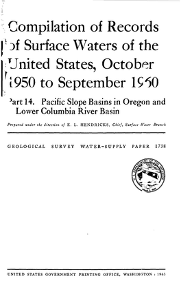 Compilation of Records Surface Waters of the United States, October R L950 to September 1510 -'Art 14