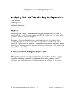 Analyzing Unicode Text with Regular Expressions