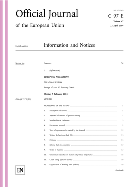 Official Journal C97E Volume 47 of the European Union 22 April 2004