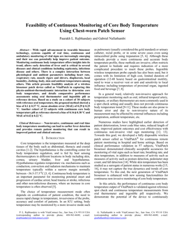 Feasibility of Continuous Monitoring of Core Body Temperature Using Chest-Worn Patch Sensor