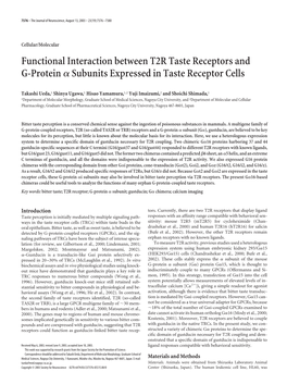 Functional Interaction Between T2R Taste Receptors and G-Protein ␣ Subunits Expressed in Taste Receptor Cells