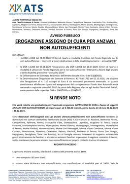 Erogazione Assegno Di Cura Per Anziani Non