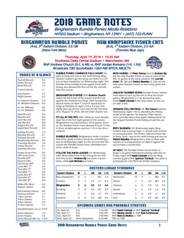 2018 Game Notes