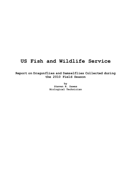 US Fish and Wildlife Service Report on Dragonflies And