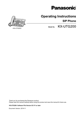 KX-UTG200 Operating Instructions